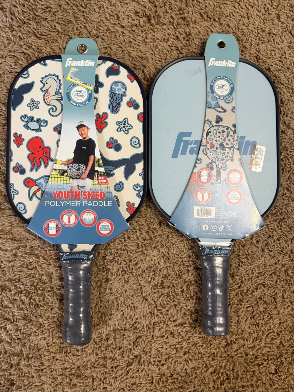 Franklin Youth Polymer Paddle Set - Ocean Animal Print, Light Blue
